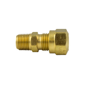 Brass DOT Air Brake Fitting Nylon Tube Connector - 1/2 Inch Tube To 1/4 Inch Male Pipe Thread (MPT)