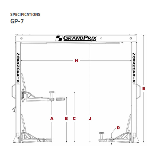 GP-7 GrandPrix Series 7000lbs Capacity 2 Post Lift - 150