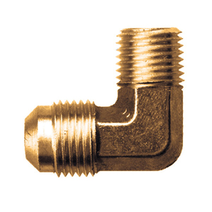 Brass SAE 45-Degree Flare - 90-Degree Elbow - 1/4 Inch Tube x 1/8 Inch Male Pipe Thread (MPT)