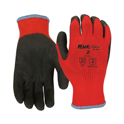 NSI Ruf-flex® 2 Black Latex Palm Coated Red Work Gloves, Xlarge