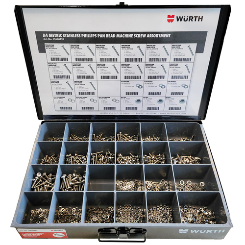 A4 Metric Stainless Steel Philips Pan Head Machine Screw Assortment-1,600 Pieces