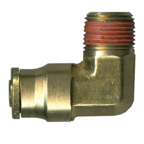 Brass Push-To-Connect - DOT Air Brake - Nylon Tubing - 90-Degree Elbow - 3/8 In Tube x 1/4 In Male Pipe Thread (MPT)